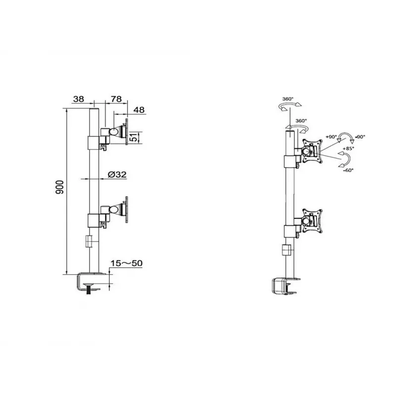 Multibrackets M VESA Deskmount Officeline Dual Vertical wit