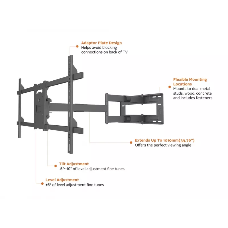 Multibrackets M Universal Long Reach Arm 1010mm HD Single 40kg 42-75 inch