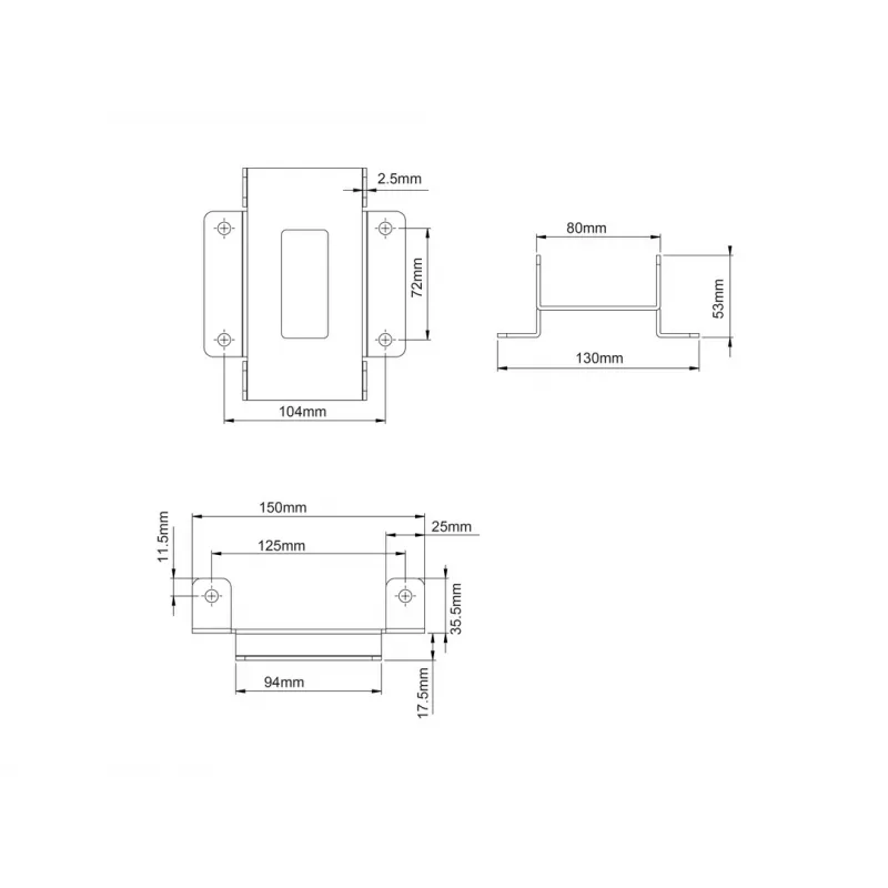 Toestelplaat Multibrackets M Pro Series verbindingsplaat zwart staal 2,1 kg