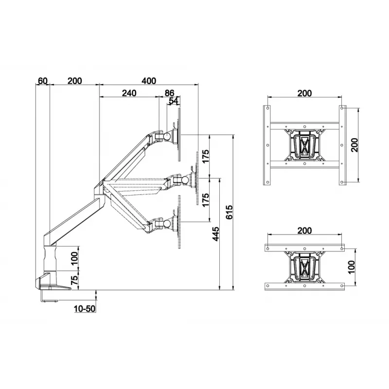 Multibrackets M VESA Gas Lift XL Single zwart