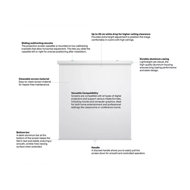 Multibrackets M 1:1 handmatig projectiescherm 240x240, 135 inch White Edition