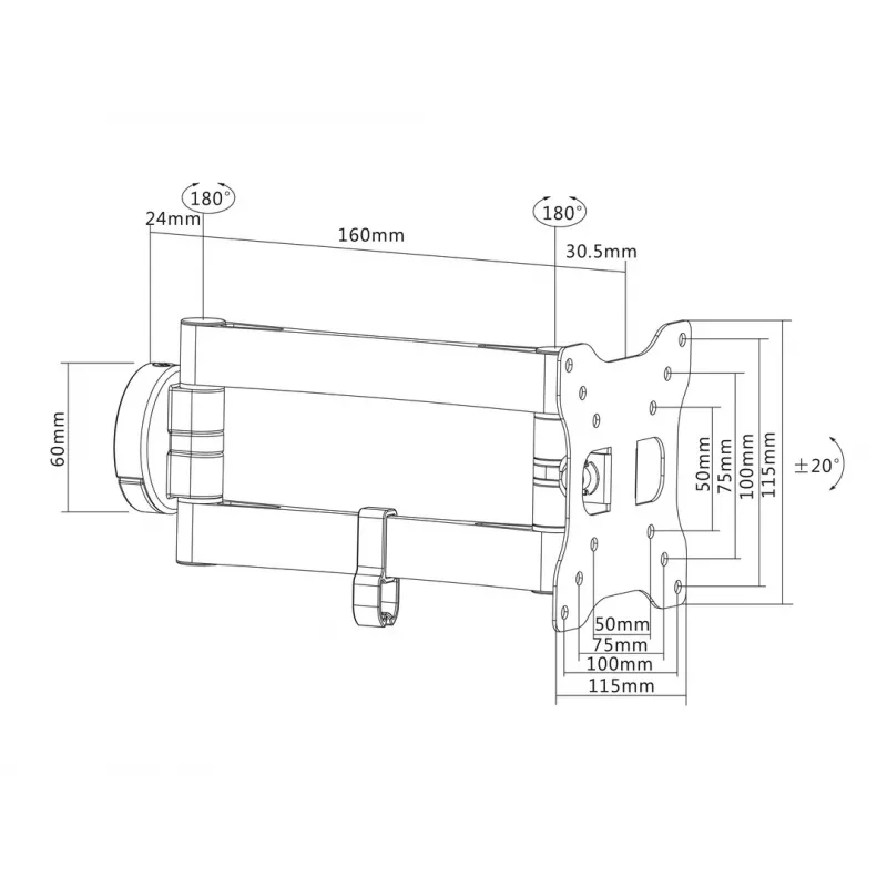 Multibrackets M VESA Full-Motion II 50 75 100 15 kg 22,9-81,3 cm