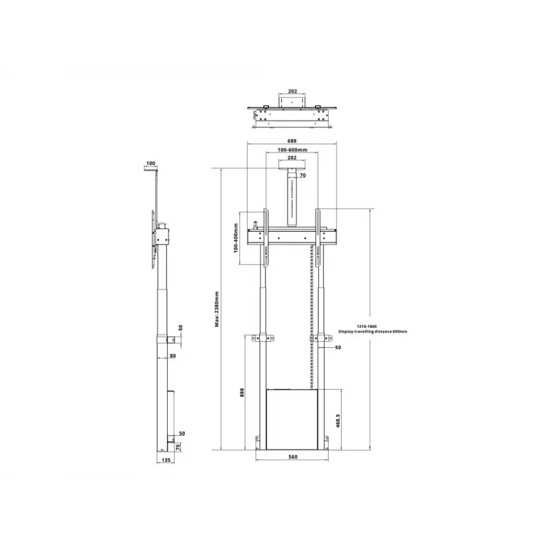 Multibrackets M gemotoriseerde vloerstandaard 120 kg zwart incl. camerarek