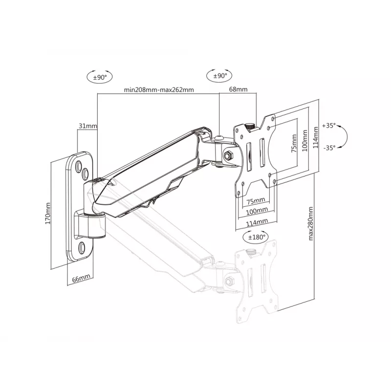 Multibrackets M Monitormount wand Basic Single zwart 8 kg 17-32 inch