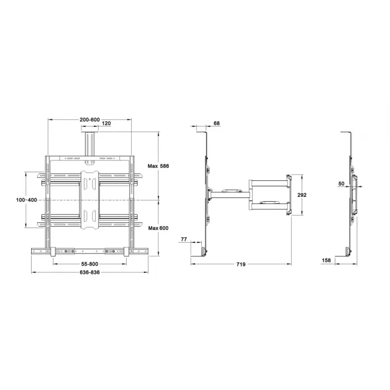 Multibrackets M Universal Flexarm Pro 60 kg Sound & Camera 60 kg draagvermogen 55-85 inch