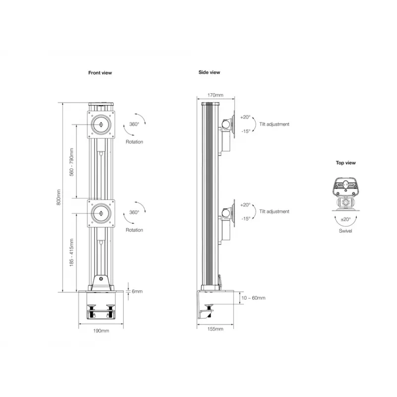 Multibrackets M VESA Deskmount HD Dual Vertical Widescreen 32 inch – 50 inch klem/doorvoer