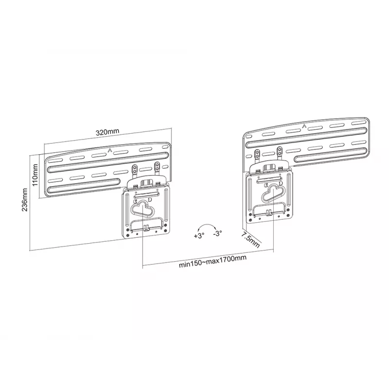 Multibrackets M QLED/UHD wandsteun serie 43-85 inch slank Fit maximaal draagvermogen 60 kg