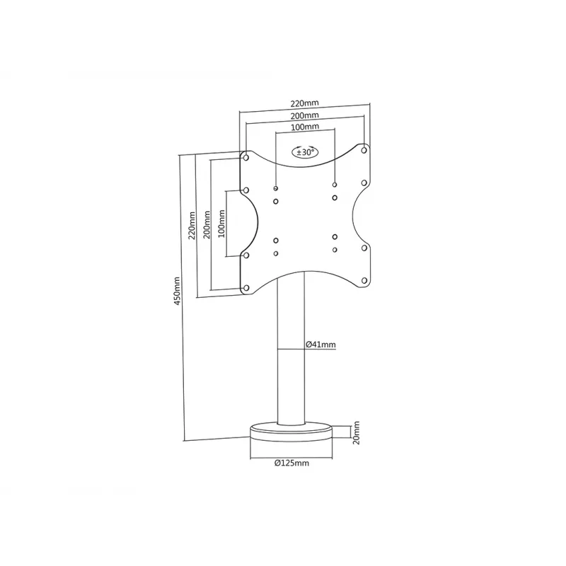 Multibrackets M VESA Bolt Down TV-beugel Turn 200 MAX 30 kg 23-43 inch