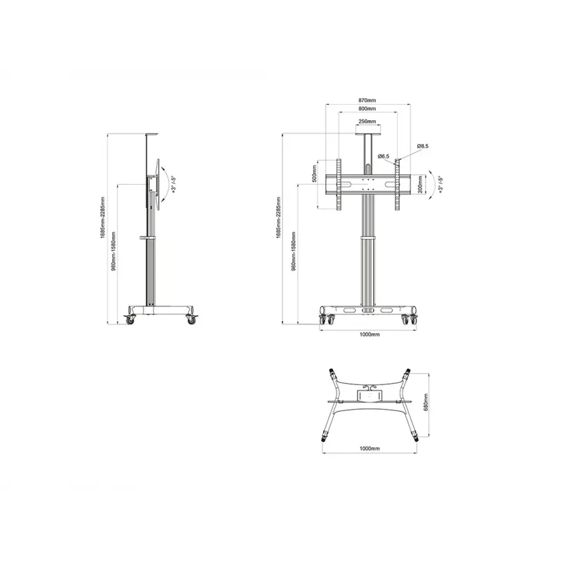 Multibrackets M gemotoriseerde public floorstand enkelvoudige kolom 170 HD 60 kg capaciteit 32-75 inch