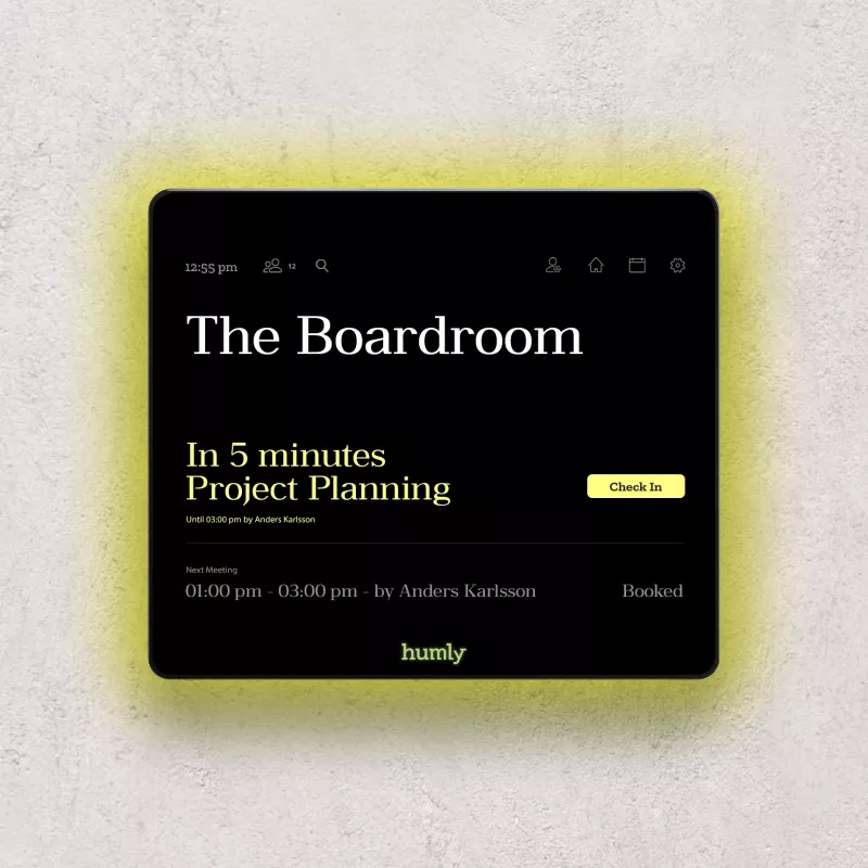 Ruimtedisplay HUMLY HUM1001 8-inch touchscreen voor vergaderruimteplanning