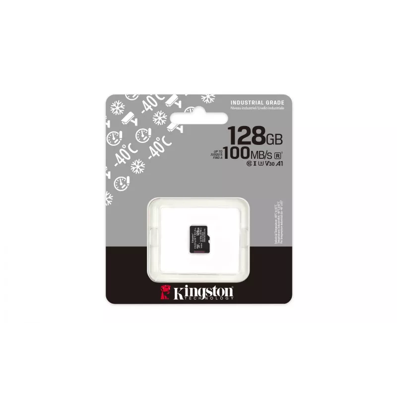 Kingston Technology 128GB microSDXC Industrial C10 A1 pSLC-kaart losse verpakking zonder adapter