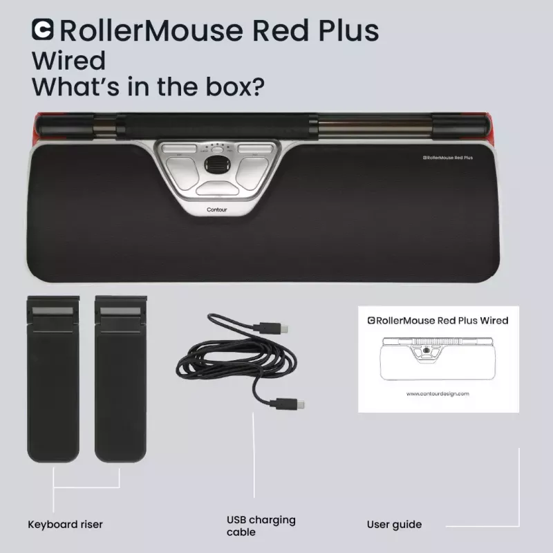 Contour Design RollerMouse Red Plus bedrade ergonomische muis USB-C 2800 DPI