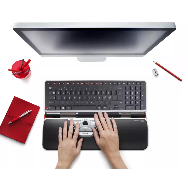 Contour Design RollerMouse Red Plus + Balance bedraad, full-size (100%), bedraad, USB, QWERTY, zwart, muis inbegrepen
