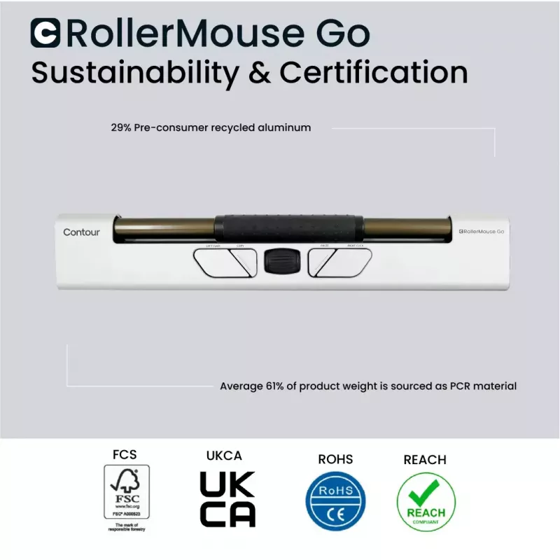 Muis Contour Design RollerMouse Go RF draadloos Bluetooth USB Type-A