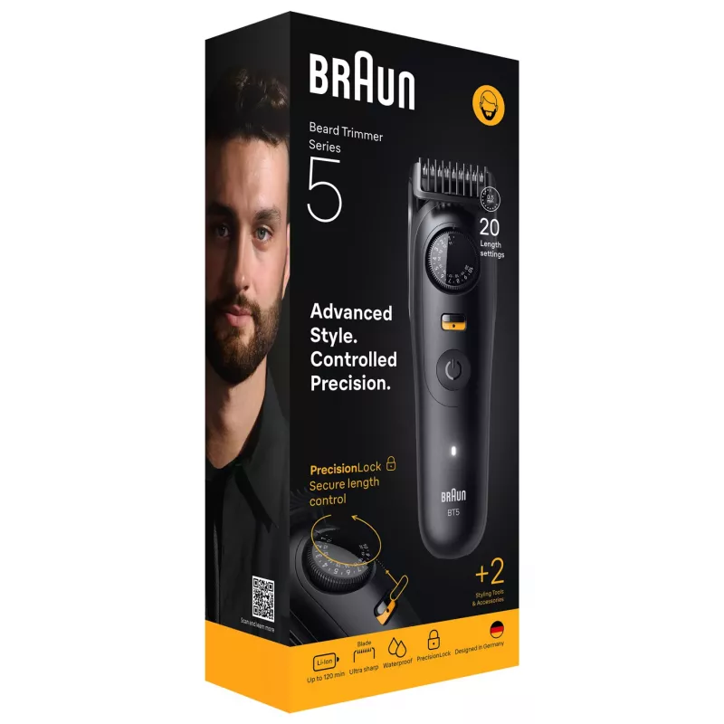 Braun BeardTrimmer 5 BT5500 baardtrimmer batterij 20 2 cm nat & droog Zwart