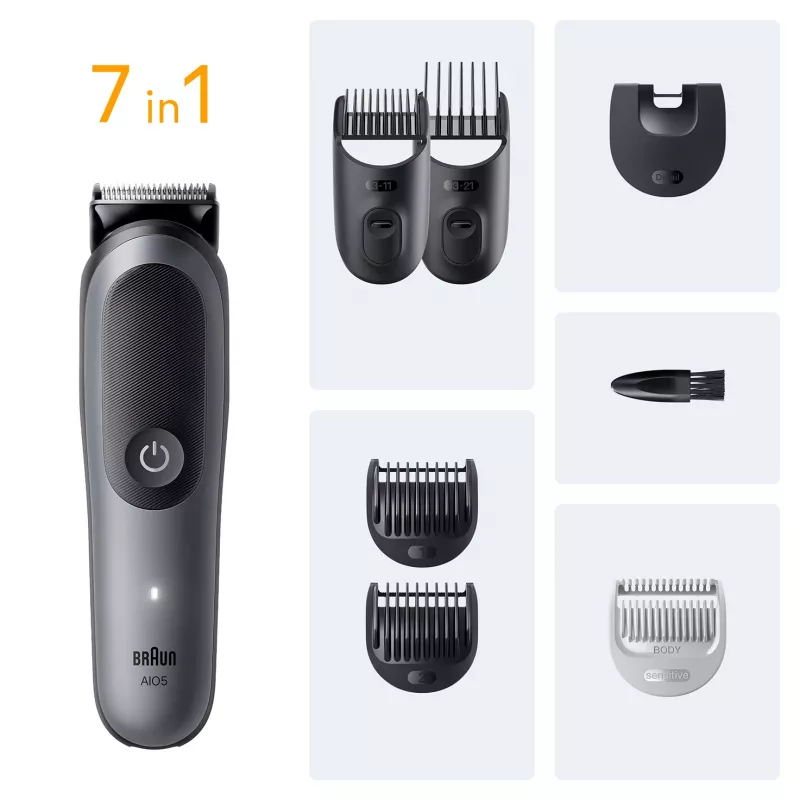 Braun AIO5520 haartrimmer/scheerapparaat Zwart, Grijs 14 lithium-ion (Li-Ion)