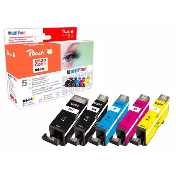 Peach 314991 inktpatroon 5 stk. Compatibel hoge (XL) capaciteit Zwart, Cyaan, Magenta, Geel