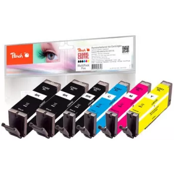 Peach PI100-188 Inktpatroon 6 stuks Compatibel hoge (XL) capaciteit zwart, cyaan, magenta, fotozwart, geel