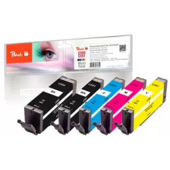 Peach 320123 inktpatroon 5 stuks zwart, cyaan, magenta, geel