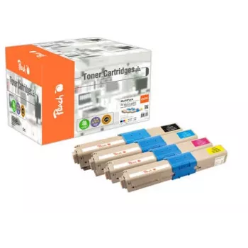 Peach 112100 tonercartridge 4 stuks compatibel zwart, cyaan, magenta, geel