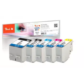 Peach 320402 inktpatroon 5 stuks compatibel hoge (XL) capaciteit zwart, koraal, magenta, fotozwart, geel