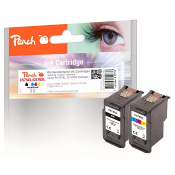 Peach Multi Pack compatibel met Canon PG-575XL, CL-576XL, High (XL) Yield, zwart, magenta, geel, cyaan, 16 ml, 14 ml, 2 stuks, Multi Pack