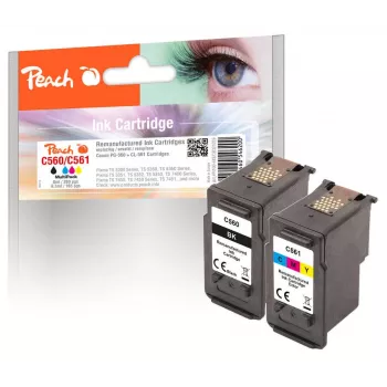 Peach 321029 Inktpatroon 2 stuks Compatibel Standaardbereik Zwart, Cyaan, Magenta, Geel