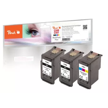 Peach 321030 Inktpatroon 3 stuks Compatibel Standaardbereik Zwart, Cyaan, Magenta, Geel