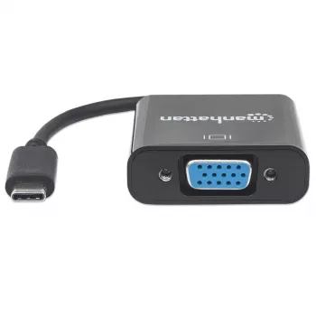Manhattan USB-C naar VGA converterkabel, 1080p@60Hz, zwart, 8cm, stekker op bus, levenslange garantie, komt overeen met CDP2HD