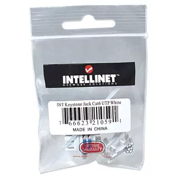 Intellinet Keystone Jack, Cat6, UTP, LSA, Wit, Vlak, Wit, RJ-45, Bus, 22/26, Cat6