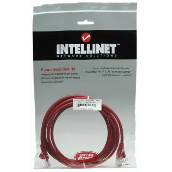 Intellinet netwerk-patchkabel, Cat5e, 5 m, rood, CCA, U/UTP, PVC, RJ45, vergulde contacten, rastnasenfrei, knikbescherming, levenslange garantie