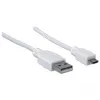 Manhattan USB-A naar Micro-USB-kabel, 1,8 m, Stekker naar Stekker, 480 Mbit/s (USB 2.0), Hi-Speed USB, Wit, Levenslange garantie