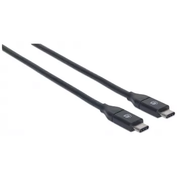 Manhattan USB-C naar USB-C-kabel, 1 m, Stekker naar Stekker, Zwart, 10 Gbit/s (USB 3.2 Gen 2, ook bekend als USB 3.1), 3 A (Snelladen), SuperSpeed+ USB, Levenslange garantie, Voldoet aan USB31CC1M
