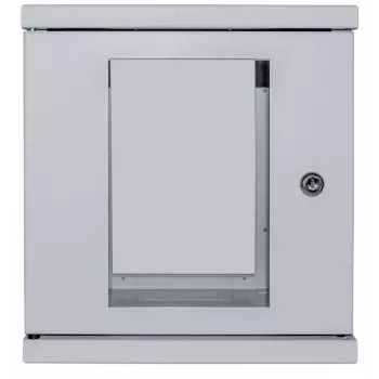 Intellinet 10 inch netwerkkast - wandmontage (standaard), 6HE, 300 mm diep, grijs, gemonteerd, max. 60 kg, ook geschikt voor gebruik op het bureau of de vloer, bruikbare diepte 265 mm, metalen & glazen deur, achterwand, afneembare zijwanden, onderdelen voor wandmontage (bijv. schroeven/pluggen) niet inbegrepen