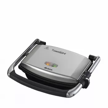Ariete 1911 Toast & Grill slank - antiaanbaklaag elektrische plaat voor toast en sandwich - geribbelde plaat - 1000 watt - zilver