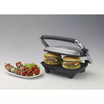 Ariete 1911 Toast & Grill slank - antiaanbaklaag elektrische plaat voor toast en sandwich - geribbelde plaat - 1000 watt - zilver
