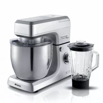Ariete 1598 Gourmet Professional 7L Metal - planetaire mixer met blender - roestvrijstalen kom - 7 L - glazen kan - 1200 watt - 6 snelheden