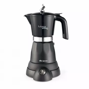 Ariete 1368 Moka Aroma, elektrische mokakoker, 4/6 kopjes, 480 W, automatische uitschakeling, houdt temperatuur op 30 graden, zwart