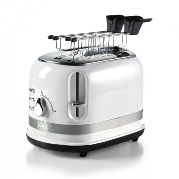 Ariete 149 Modern witte toaster met tang voor 2 sneetjes brood, sandwich of toast – 6 bruiningsstanden – ontdooifunctie – Modern lijn – wit