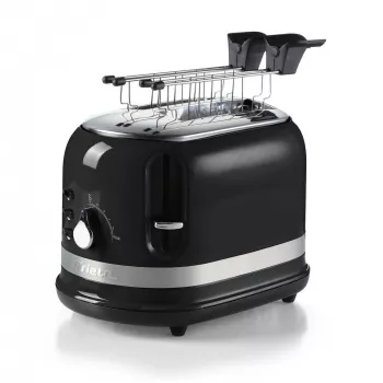 Ariete 149 Modern witte toaster met tang voor 2 sneetjes brood, sandwich of toast - 6 bruiningsstanden - ontdooien - Modern lijn - zwart
