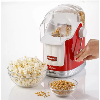 Ariete 2958 Pop Corn Maker Party Time, popcornmachine met hendel, 1100 watt, capaciteit 600 g, vetvrije heteluchtbereiding, rood
