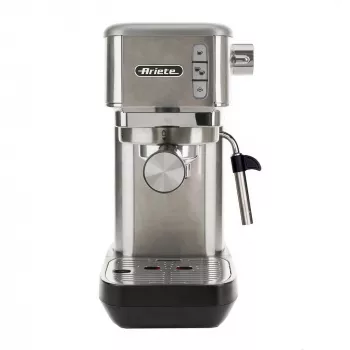 Ariete 1380 Metal koffiemachine, geschikt voor koffiepoeder en ESE-pads, 1300 W, 1,1 l tankinhoud, 15 bar druk, filter voor ½ kopjes, cappuccinatore, zilver