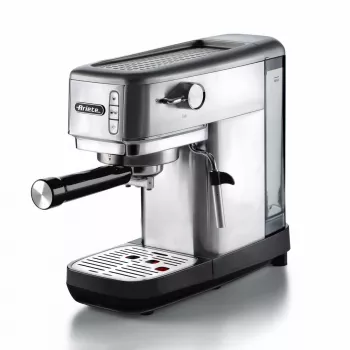 Ariete 1380 Metal koffiemachine, geschikt voor koffiepoeder en ESE-pads, 1300 W, 1,1 l tankinhoud, 15 bar druk, filter voor ½ kopjes, cappuccinatore, zilver