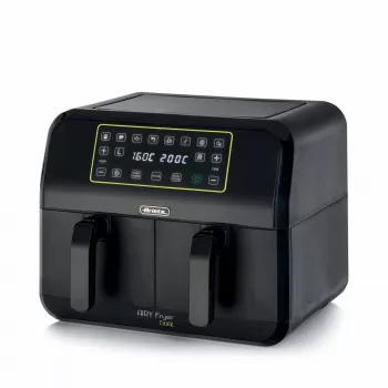 Ariete 4623 Airy Fryer Dual, heteluchtfriteuse met dubbele mand, 1700 W, 8 l inhoud, 3 kookfuncties, digitaal LED-touchpaneel, 8 voorgeprogrammeerde programma's, timer, 2 manden, zwart