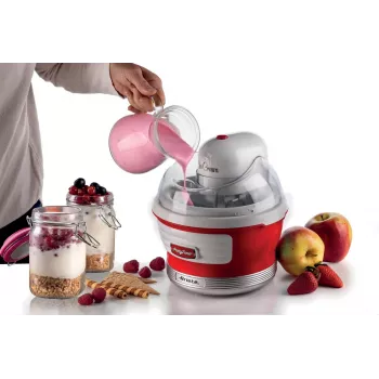 Ariete 643 ijsmachine Party Time, ijsmachine, 12 W, 1,5 L capaciteit, uitneembare container met dubbele isolatie, bereidingstijd 30 minuten, deksel om ingrediënten toe te voegen, rood