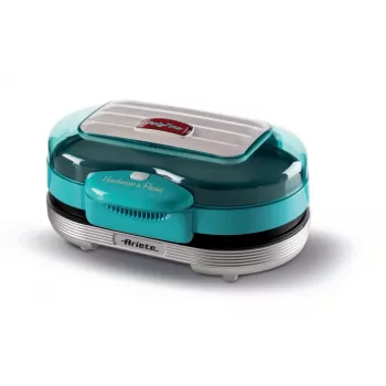 Ariete 205 Hamburger Maker Party Time, hamburgermachine, 1200 W, dubbele antiaanbakplaten, 2 vakken, gemakkelijk te reinigen, blauw