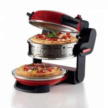 Ariete 927 Pizzeria, dubbele pizzaoven, 2 pizza's in 4 minuten, 2300 W, 2 vuurvaste stenen, 2 thermostaten, diameter 32 cm, 5 gaarstanden, 2 roestvrijstalen peddels, rood