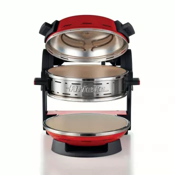 Ariete 927 Pizzeria, dubbele pizzaoven, 2 pizza's in 4 minuten, 2300 W, 2 vuurvaste stenen, 2 thermostaten, diameter 32 cm, 5 gaarstanden, 2 roestvrijstalen peddels, rood