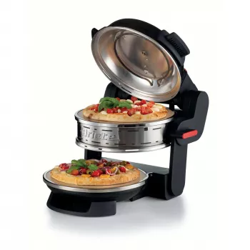 Ariete 927 Pizzeria , dubbele pizzaoven, 2 pizza's in 4 minuten, 2300 W, 2 vuurvaste stenen, 2 thermostaten, diameter 32 cm, 5 gaarstanden, 2 roestvrijstalen pizzascheppen, rood