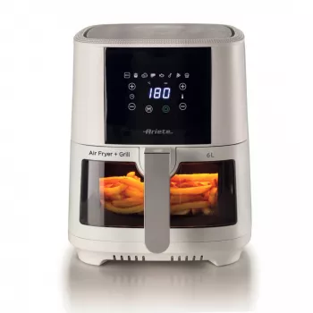 Ariete 4626 Airy Fryer 6L, heteluchtfriteuse, 1300 W, 6 l inhoud, 2,5 kg capaciteit, 8 voorgeprogrammeerde programma's, temperatuur tot 200 °C, transparante mand voor kookcontrole, zwart